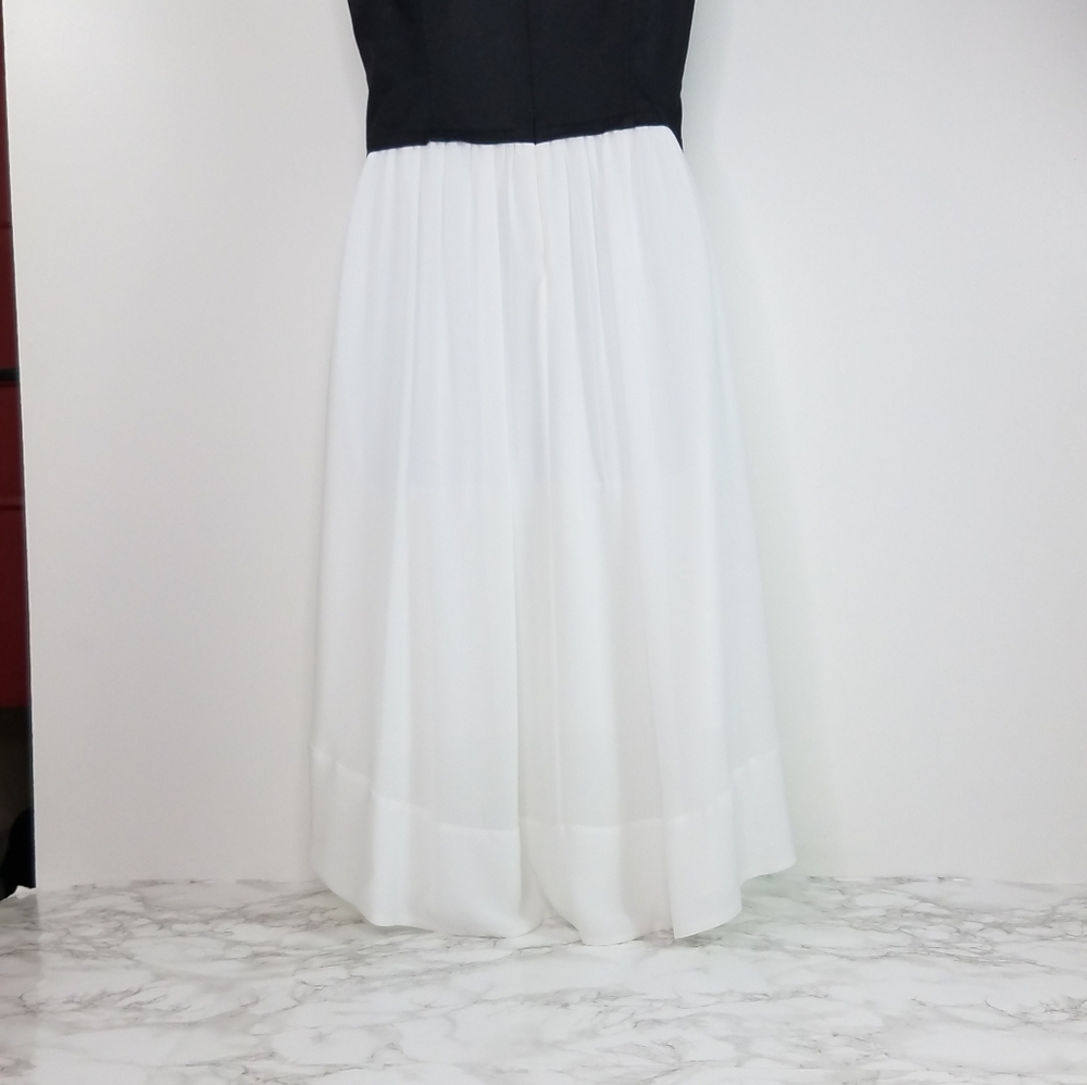 DKNY Black and White Sleeveless High Low Dress Size 4 - Picture 10 of 15